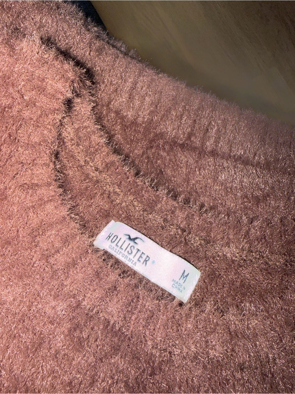 Hollister Plush Fuzzy Crewneck Sweater in Chocolate Brown - Picture 2 of 5